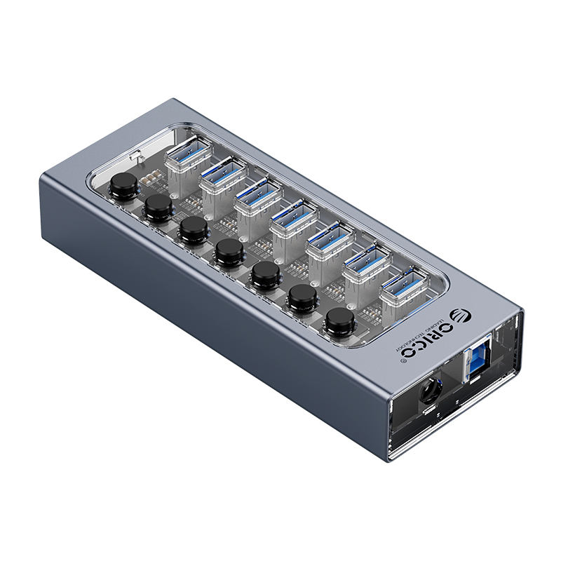 Bộ Chia USB HUB ORICO AT2U3-7AB-GY 7 Cổng USB 3.0 Với Các Cổng Riêng Lẻ- Hàng Chính Hãng