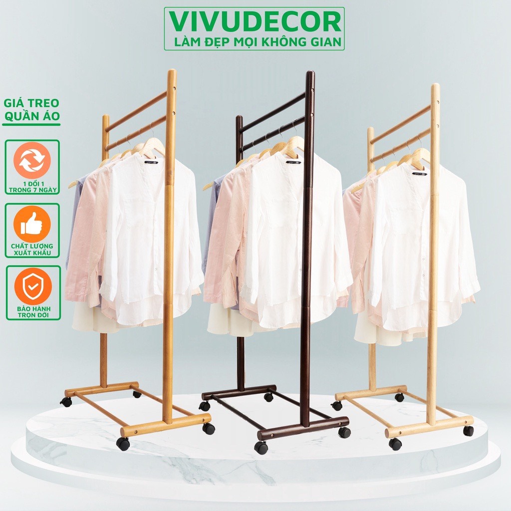 Giá Treo Quần Áo  100% Gỗ Tự Nhiên Vivudecor, Giá Treo Đồ Lắp Ráp Dễ Dàng Xuất Khẩu Hàn Quốc.