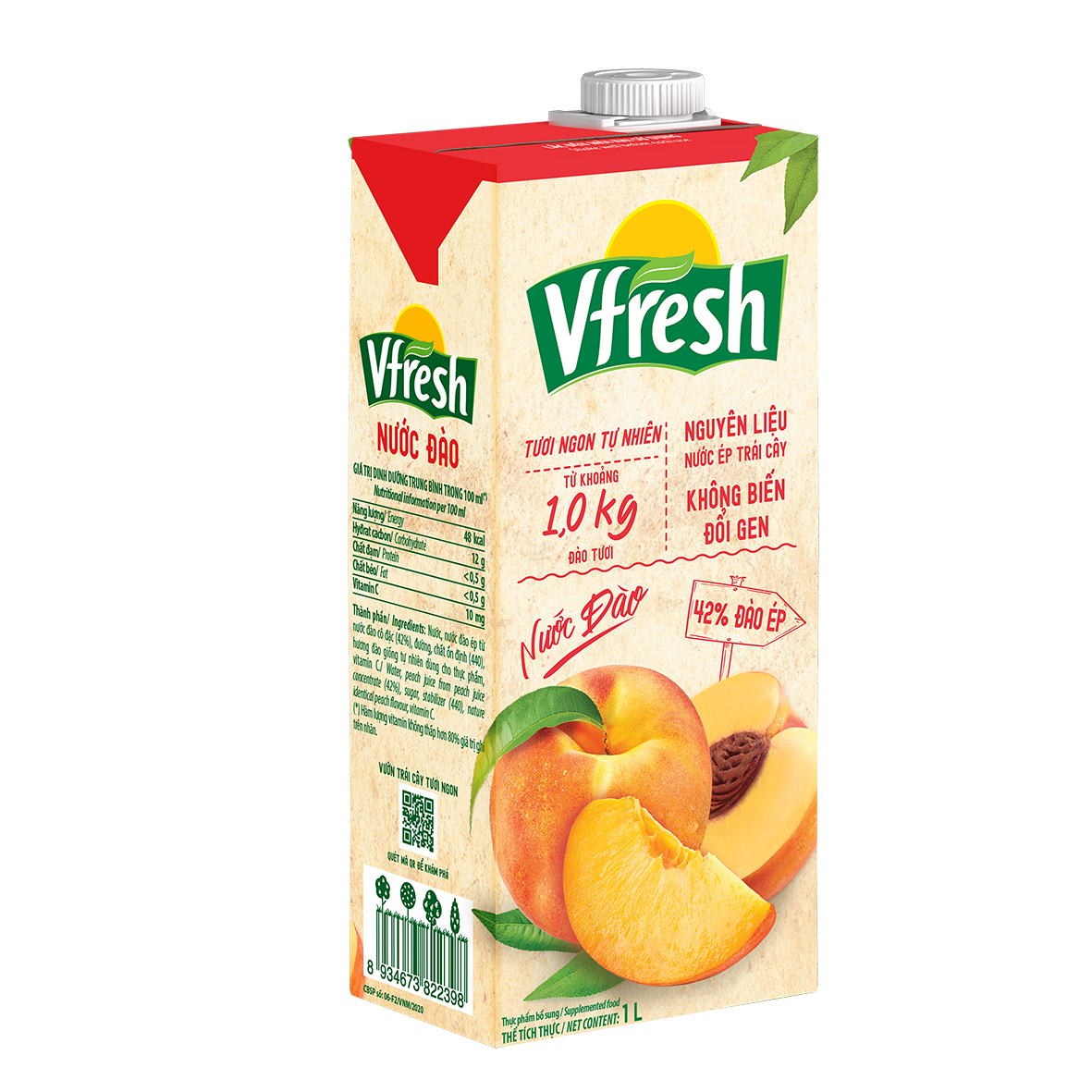 Combo VFRESH Nước đào ép 42% Necta 1 Lít - Vinamilk