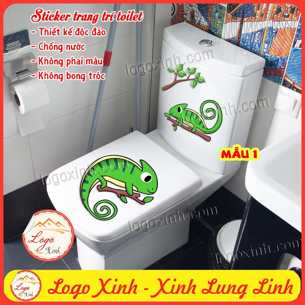 Bộ 2 Miếng dán trang trí Toilet siêu dễ thương, chất liệu decal chống nước tuyệt đối, Sticker dán WC nhà vệ sinh