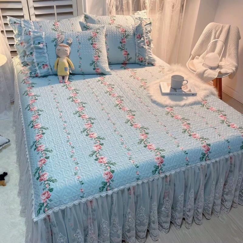 Bộ ga gối trần bông rèm phủ điệu đà 1m8x2m 3 món