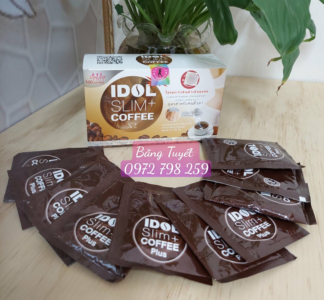 Cafe giam can IDOL SLIM + X2 mẫu mới chuẩn hàng thái hộp 10 gói giảm 3-6kg