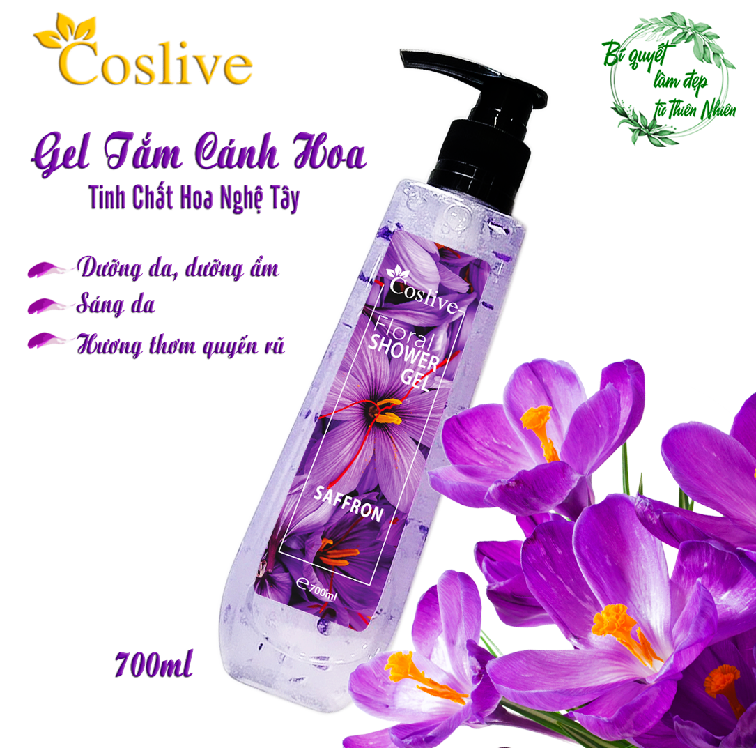 GEL TẮM CÁNH HOA TINH CHẤT HOA NGHỆ TÂY COSLIVE 700ML