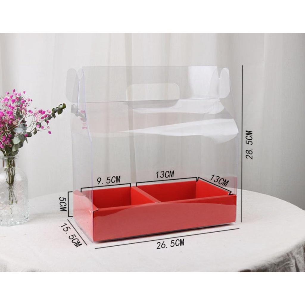 5 Hộp mica đế hồng - đỏ đựng bánh kem các dịp lễ 8/3