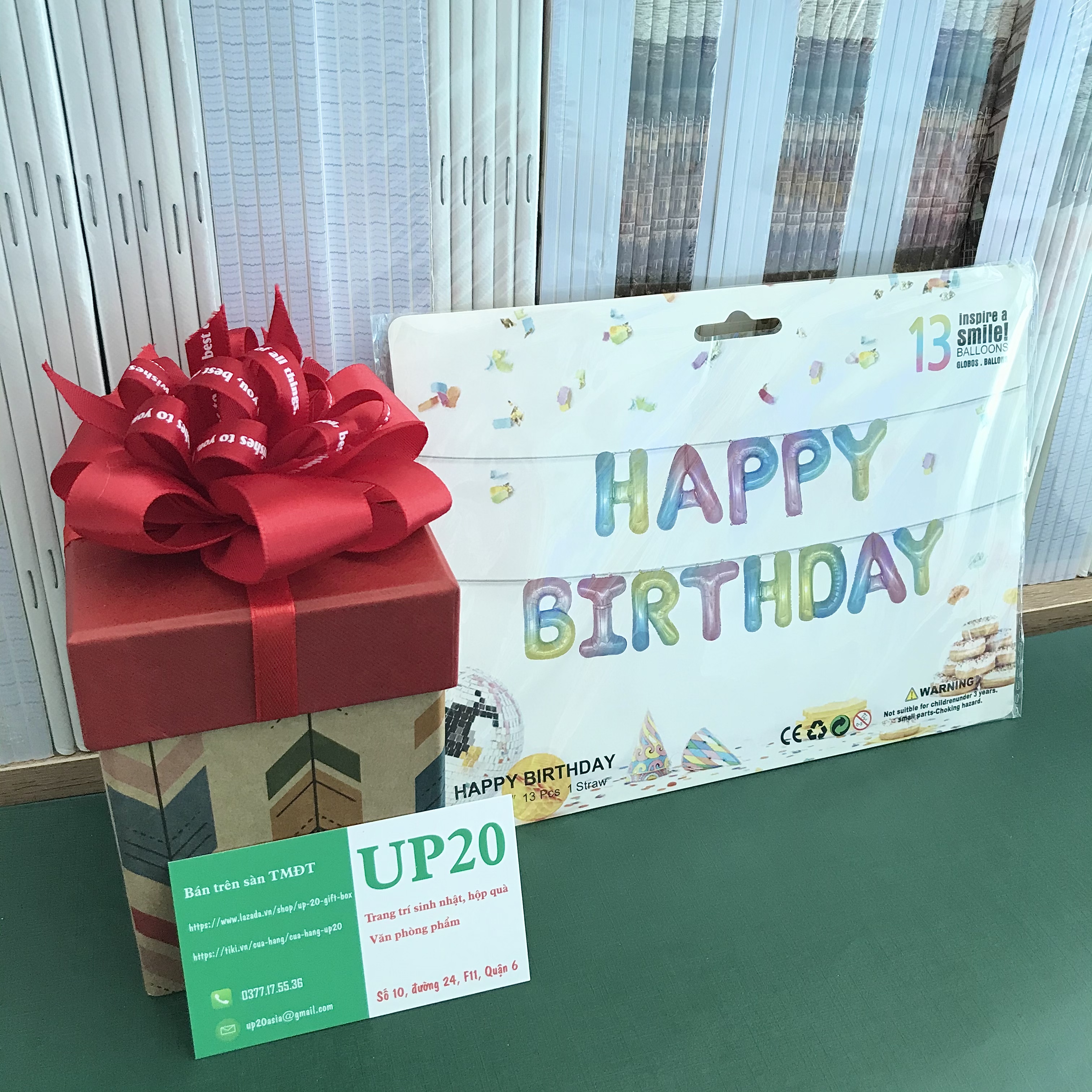 Bong bóng chữ HAPPY BIRTHDAY loang màu