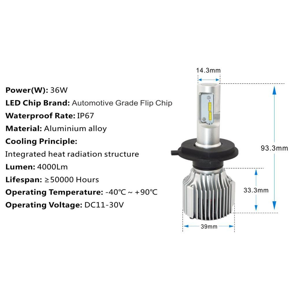 2 Pieces H8 H9 H11 H16 Headlight High Low Beam Bulb Kit - 6000K Cool White