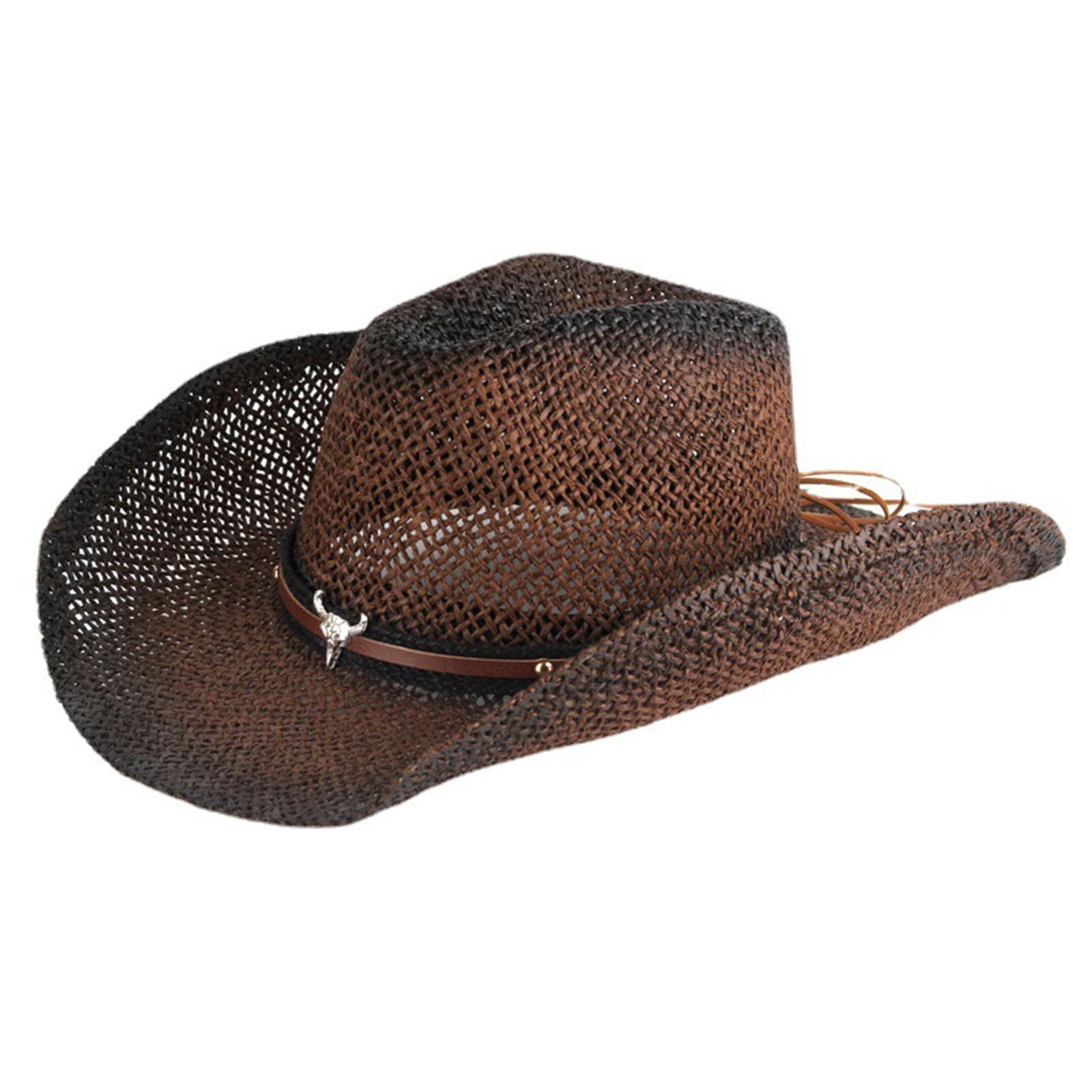 Straw Cowboy Hat Roll up Brim Cowboy Hat for festival Sun Protection