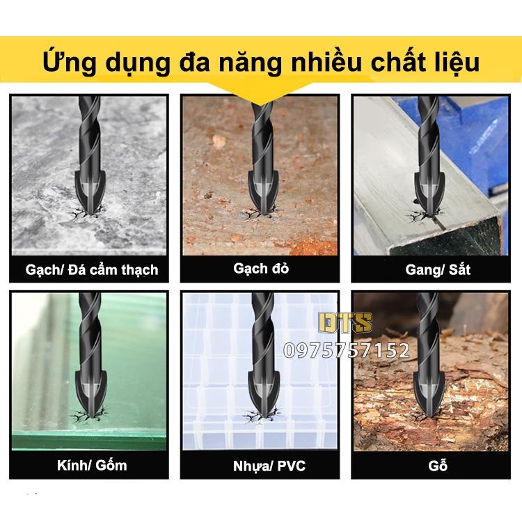 Mũi khoan đa năng chân lục giác 4 cạnh thép đen Nhật 12, 10, 8, 6 mm khoan sắt, khoan kính thủy tinh, gạch men đá gốm