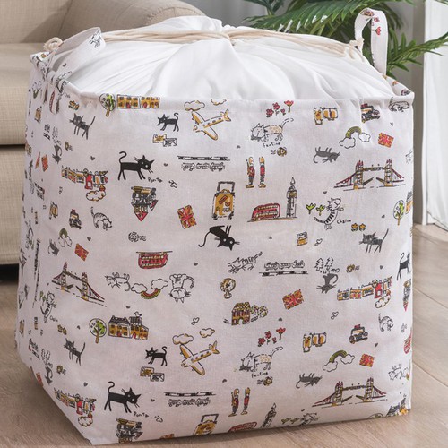 Túi vải đựng chăn màn quần áo họa tiết cỡ lớn 100L