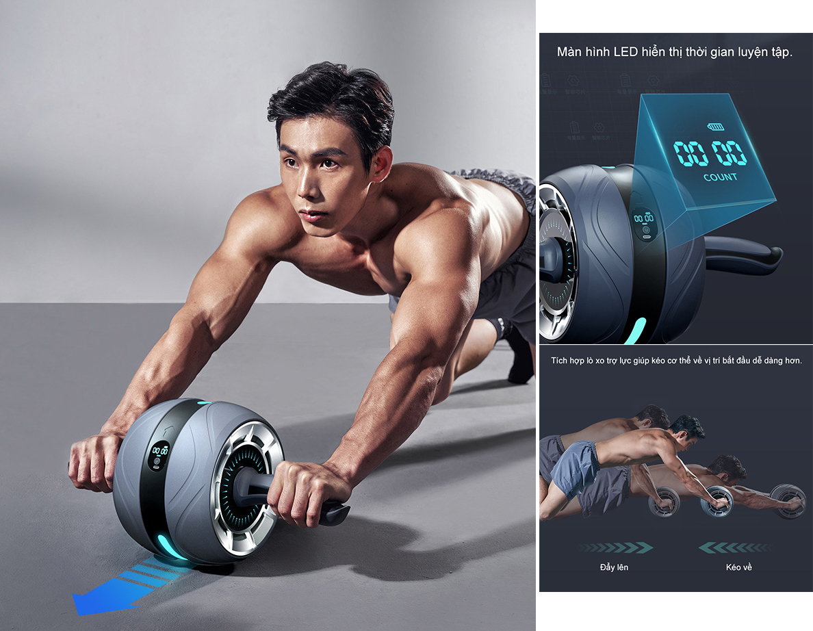 Con lăn điện tử tập thể dục gym cơ bụng tay chân - AI REBOUND