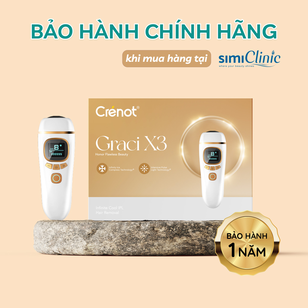 Máy Triệt Lông Vĩnh Viễn Băng Lạnh Trẻ Hóa Da Mini Cầm Tay Tại Nhà Crénot Beauté Graci X3 Dành Cho Nách Vùng Bikini Mặt Chân Toàn Thân Cá Nhân IPL Hair Removal Ice Cooling Compress