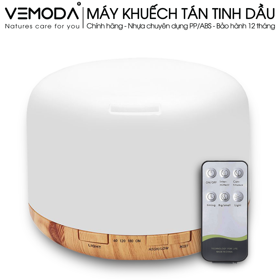 Máy xông tinh dầu cao cấp có Remote dung tích 500ml. Máy khuếch tán tinh dầu. Tặng kèm lọ tinh dầu Sả chanh cao cấp (Ấn Độ 10ml). Giúp khuếch tán, tỏa hương tinh dầu, khử mùi, thanh lọc không khí, không gian sống trong lành, thoải mái.