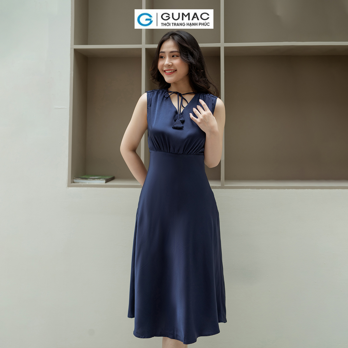 Đầm A nơ cách điệu GUMAC DD08042