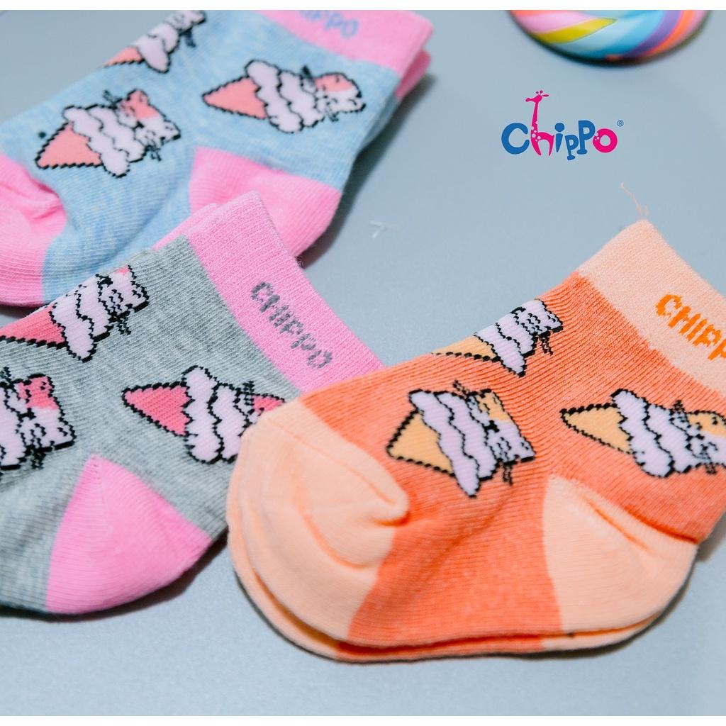 Set 3 Đôi Tất CHIPPO cho bé chất liệu cotton mềm thoáng kháng khuẩn cho bé từ 1-3 Tuổi