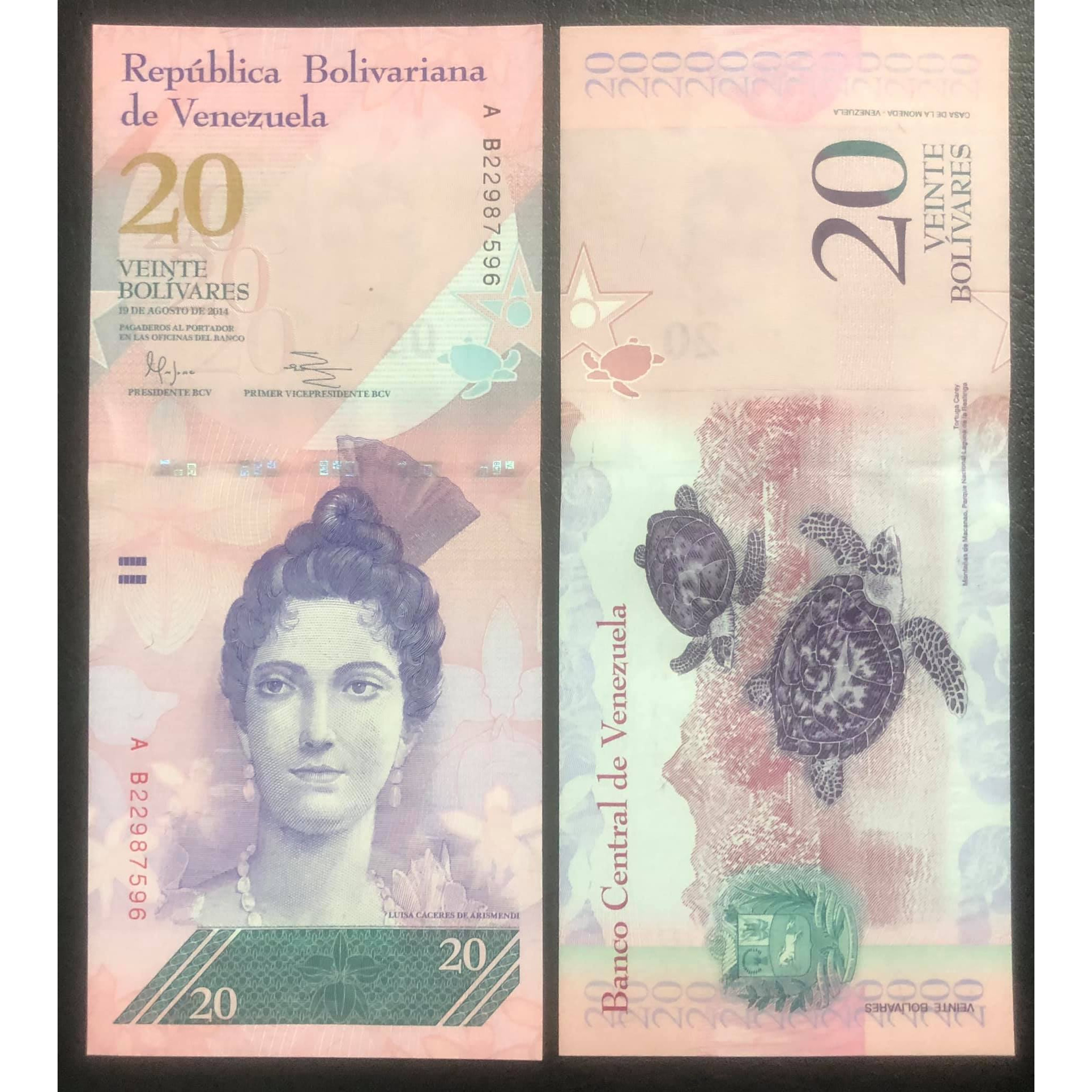 Tiền con Rùa của Venezuela 20 Bolivares sưu tầm