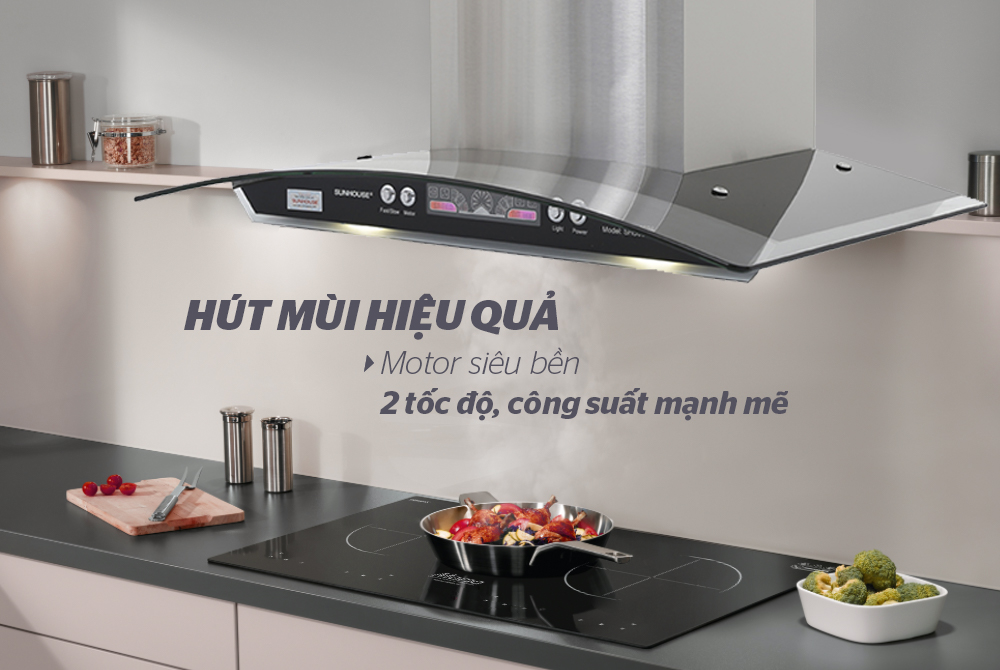 Máy hút mùi kính cong Sunhouse SHB6626 - Hàng chính hãng