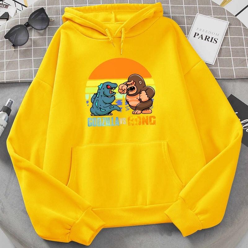 ÁO HOODIE UNISEX IN HOT TREND KING KONG CHẤT LIỆU NỈ BÔNG SIZE TỪ 35-70kg