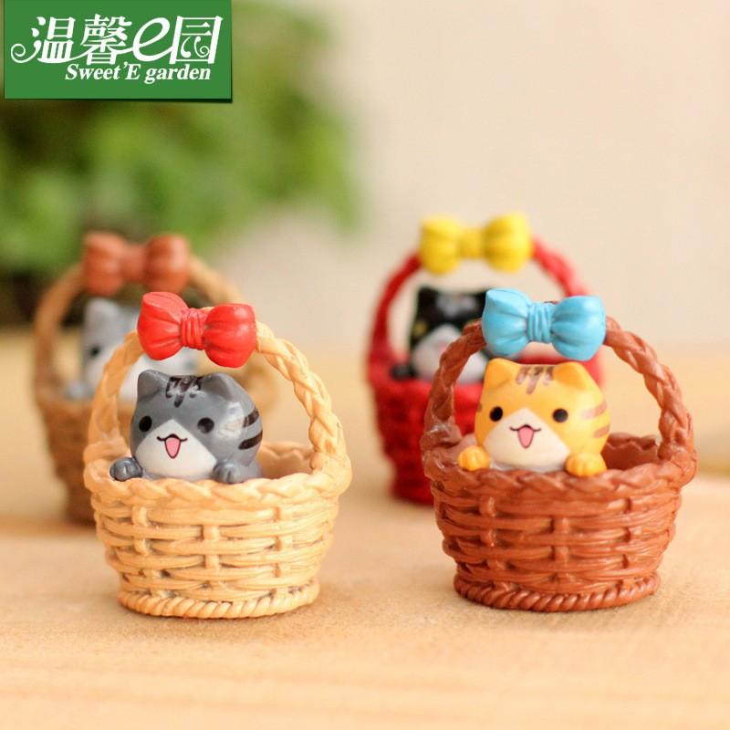 Mèo Trong Giỏ Làm Tiểu Cảnh, trang trí terrarium, bánh gato, DIY, đồ handmade