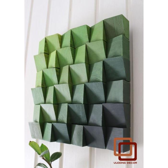 Tranh gỗ trang trí 3D XANH GRADIENT (Wood mosaic) - (KÍCH THƯỚC 30x30 và 50x50cm)