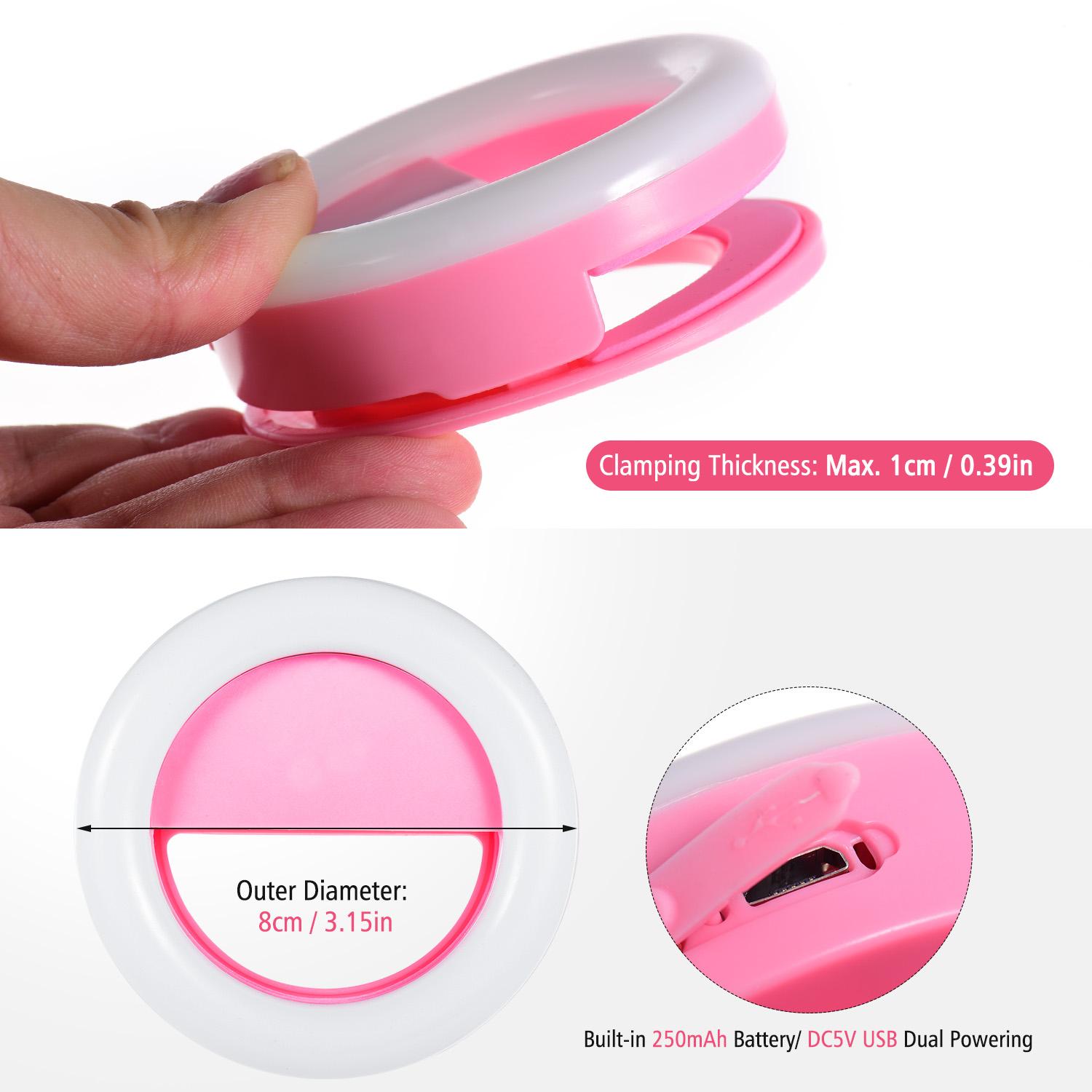 Đèn LED Ring Light Clip-on 3 cấp độ Độ sáng Màu trắng 5600K 3W CRI95 cho điện thoại thông minh Selfie