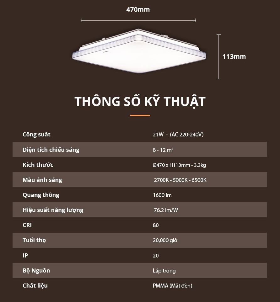 Đèn trần lớn thư giãn Panasonic Led Ceiling Light 21W HHXQ254088