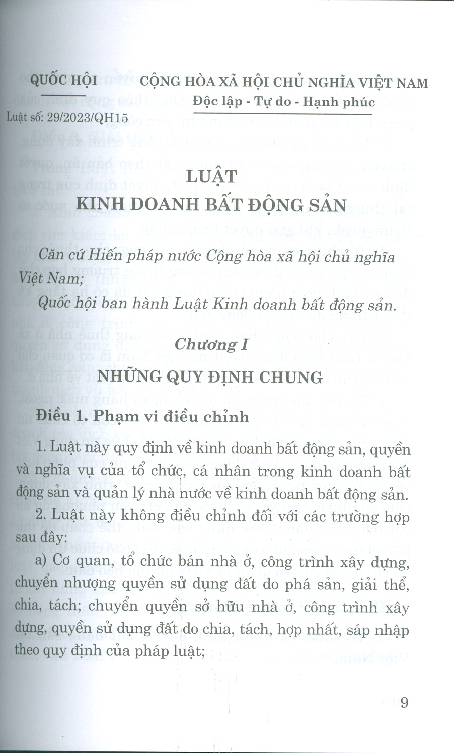 Luật Kinh Doanh Bất Động Sản Năm 2023 (Sửa Đổi, Bổ Sung Năm 2024)