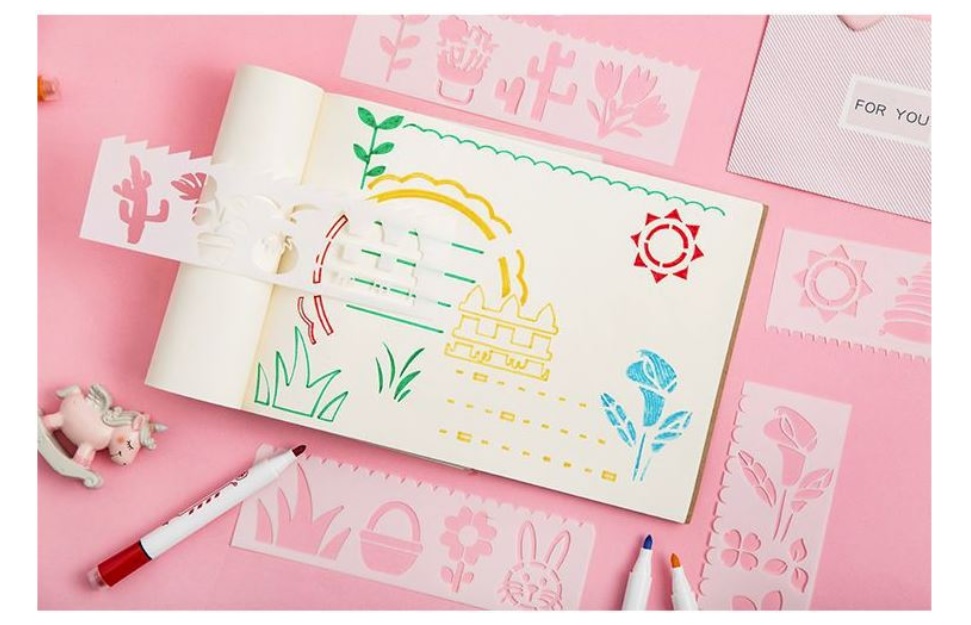 Bộ 8 Thước Vẽ Mỹ Thuật Trang Trí Sáng Tạo - Bảng Chữ Cái 2