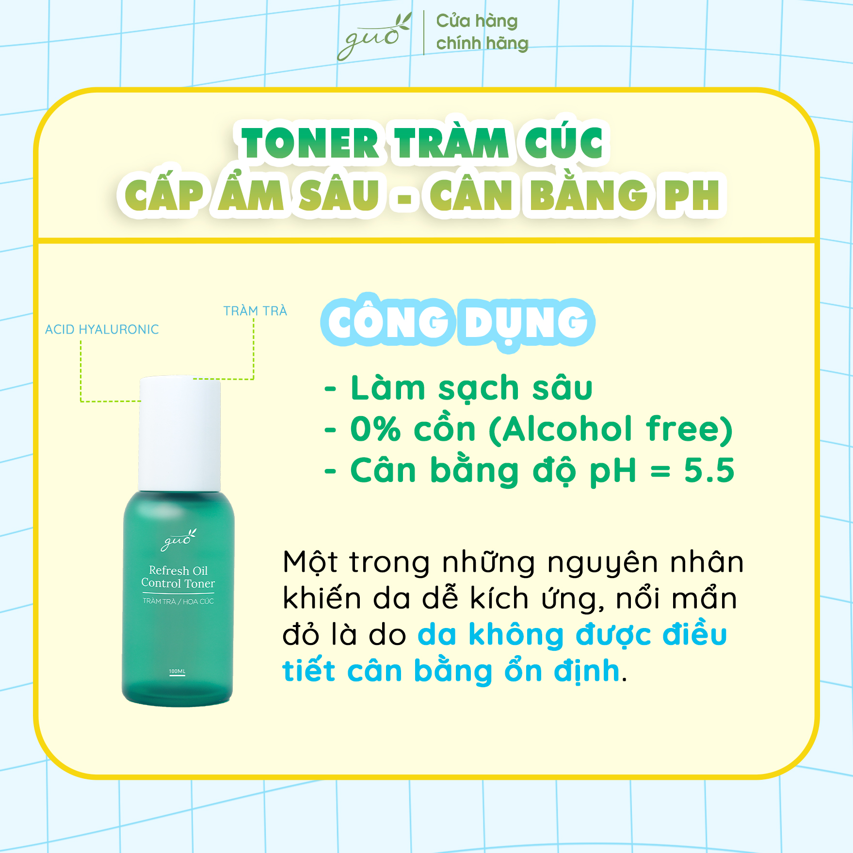 Nước hoa hồng an toàn cho bà bầu GUO Refresh Oil Control Toner 100ml