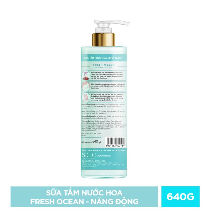 Combo 2 Chai Sữa Tắm Nước Hoa Cindy Bloom Hương Aroma Flower + Fresh Ocean (640g/chai)