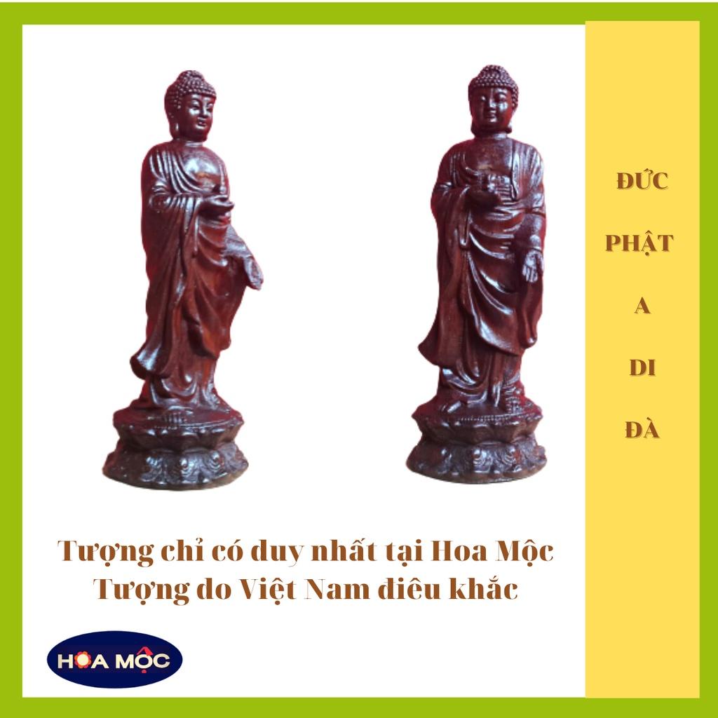 Tượng Phật A Di Đà Bằng gỗ Quý Trắc, Gõ, Mun, Cẫm, Hương. Cao 15cm. Tượng để xe ô tô, thờ phụng, trang trí