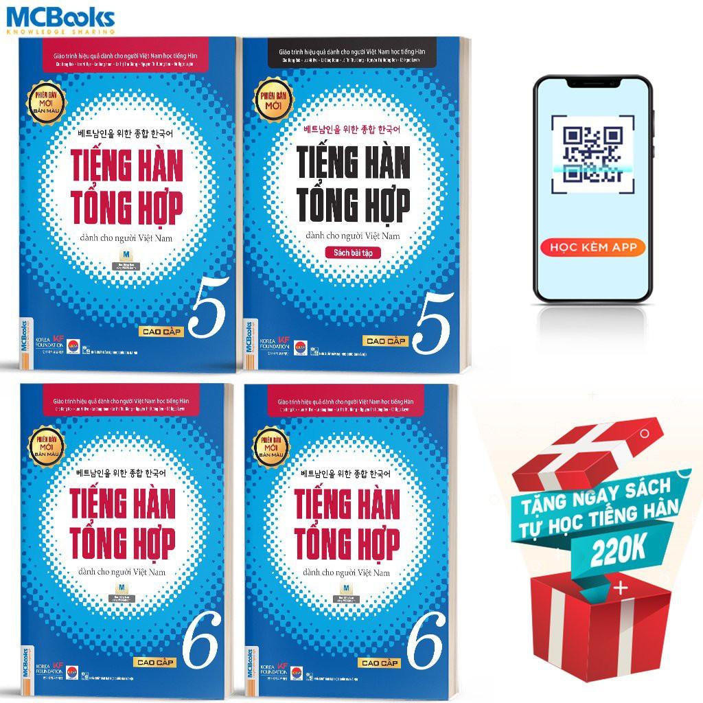 Sách - Combo Tiếng Hàn Tổng Hợp Cao Cấp 5 và 6 (Bản Màu + SBT) Tặng Sách Tự Học