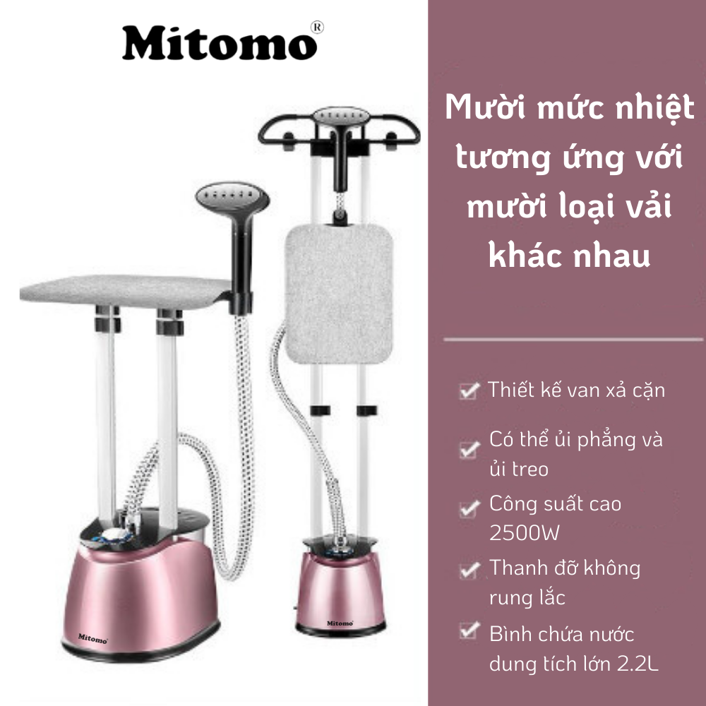 Bàn là hơi nước đứng cao cấp Mitomo GC-899 Max, công suất 2500W hàng chính hãng bảo hành 3 năm