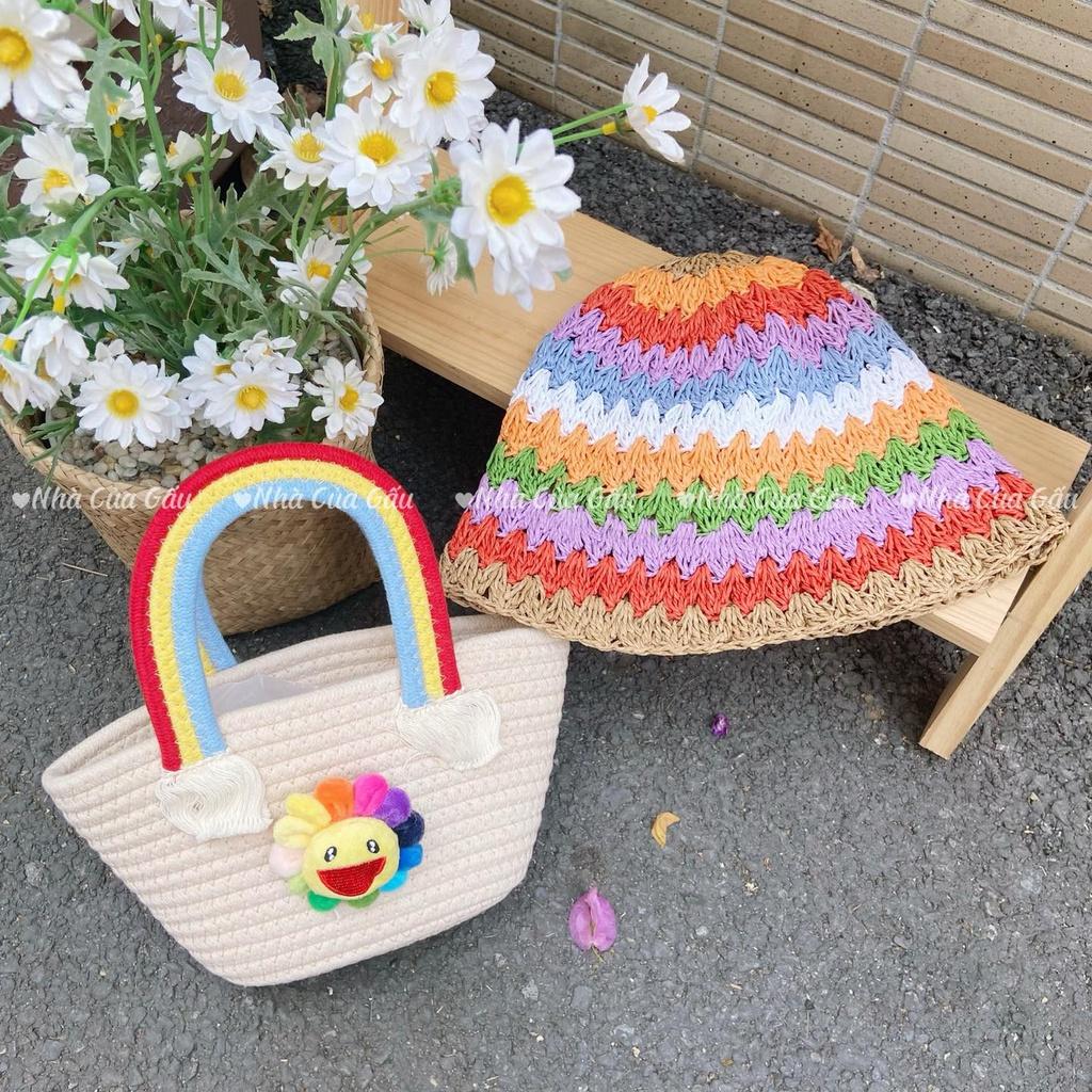 Túi cói cầu vồng xinh xỉu
