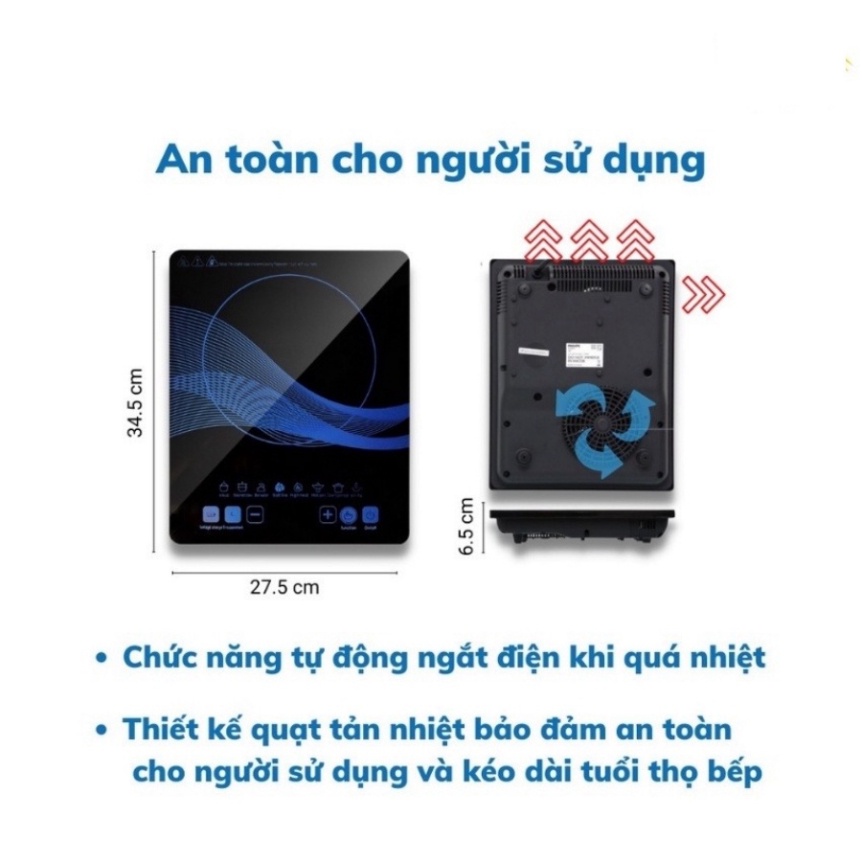 Bếp Điện Từ Giá Rẻ, Bếp Từ Cảm Ứng Công Suất 2000w Tặng Kèm Nồi Lẩu, 8 Chế Độ Nấu, Truyền Nhiệt Tốt, Hẹn Giờ Tiết Kiệm Điện Năng