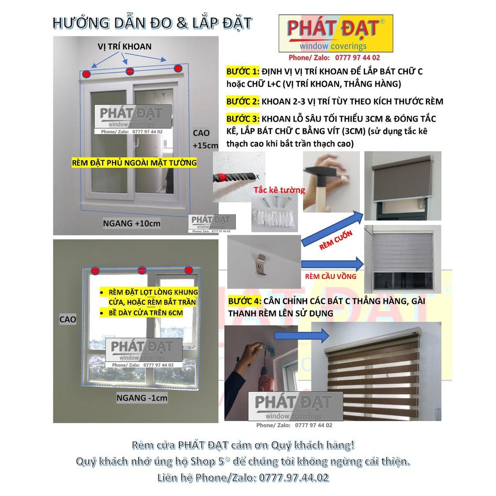 Rèm cửa, màn sáo, rèm sáo cuốn 6 màu, vải trơn 2 mặt chống nắng 100%