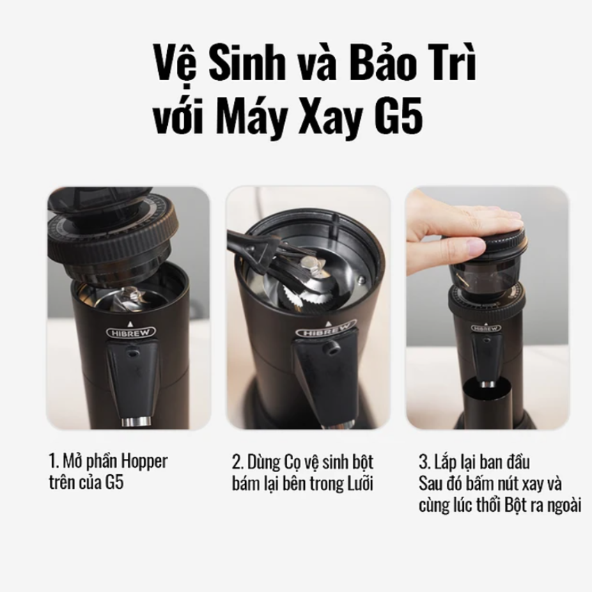 HÀNG CHÍNH HÃNG - Máy xay hạt cà phê chuyên nghiệp Single Dose, tích hợp 36 chế độ xay. Thương hiệu Mỹ cao cấp HiBREW-G5