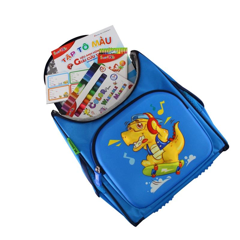 Balo chống gù B.bag Genius Box F2-Dinosaur Xanh đậm dành cho bé học sinh tiểu học từ 6 đến 11 tuổi B-12-109