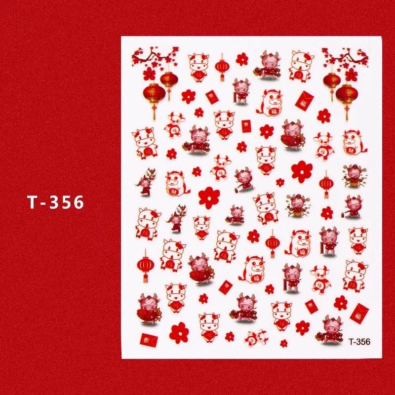 Sticker Tết Nguyên Đán 2021 - Sticker thần tài / mèo thần tài / tân sửu - sticker dán móng