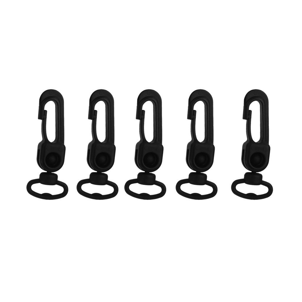5pcs Rotatable Plastic Snap Clip Carabiners Hanging Hooks Keychain - Black