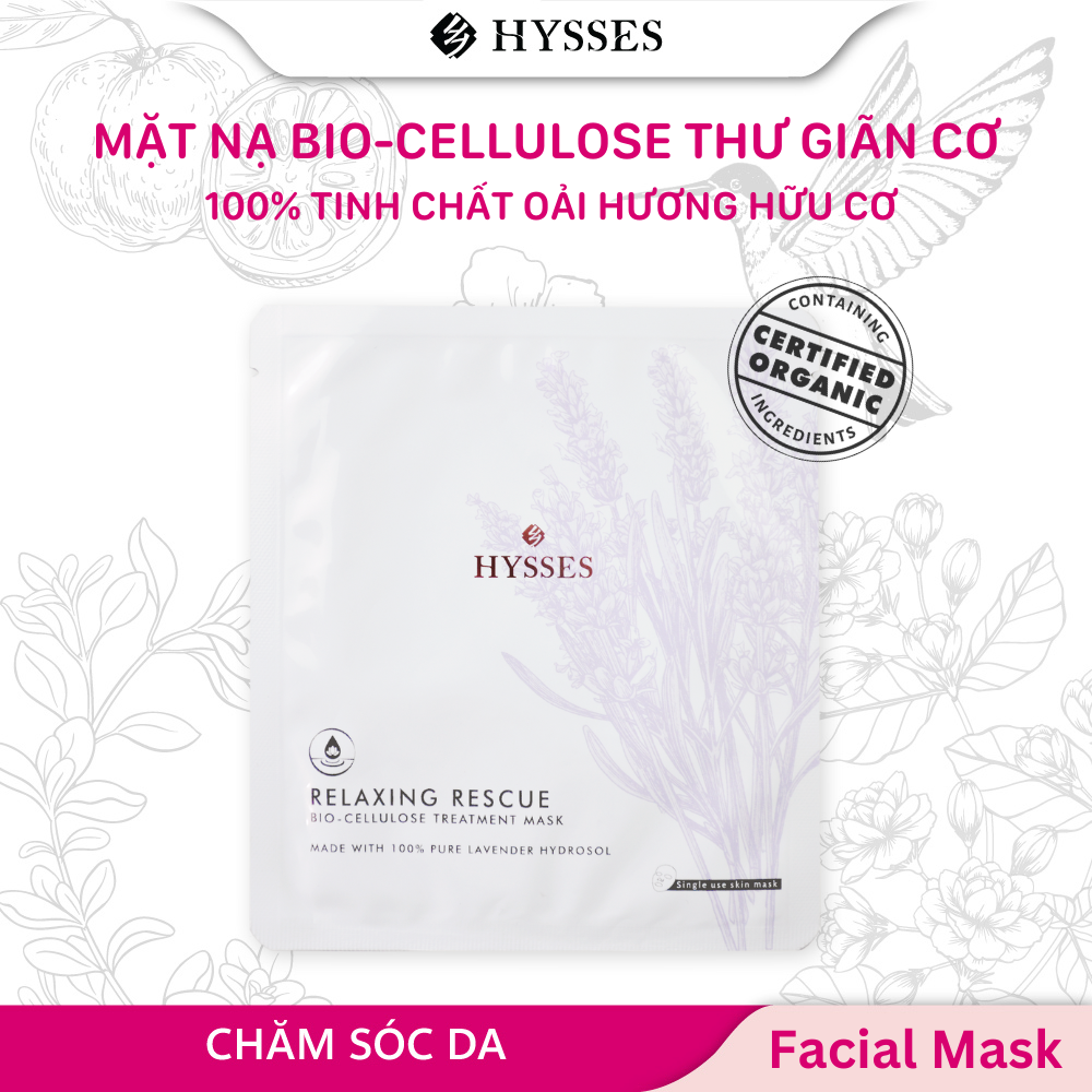 Mặt Nạ Sinh Học Cao Cấp Hysses Bio Cellulose Relaxing Giảm Tình Trạng Kích Ứng, Mẩn Đỏ, Se Nhỏ Lỗ Chân Lông, Mờ Nếp Nhăn, Cấp Ẩm Tức Thì Với Tinh Dầu Oải Hương Hữu Cơ Tự Nhiên