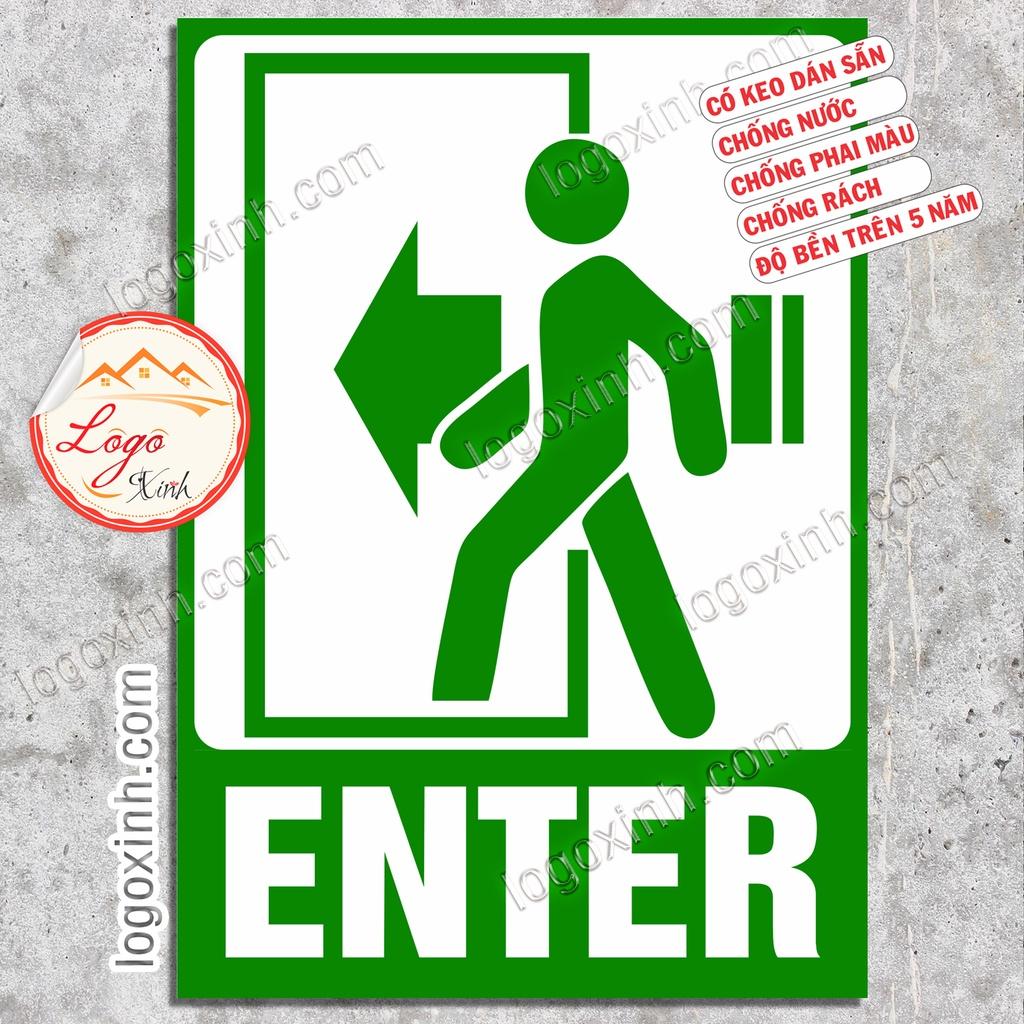 Logo Tem Sticker Biển ENTER EXIT Chỉ Dẫn Hướng Đi Lối Ra Vào Dạng Icon, Chất Liệu Decal Dán Có Keo Sẵn Chống Nước
