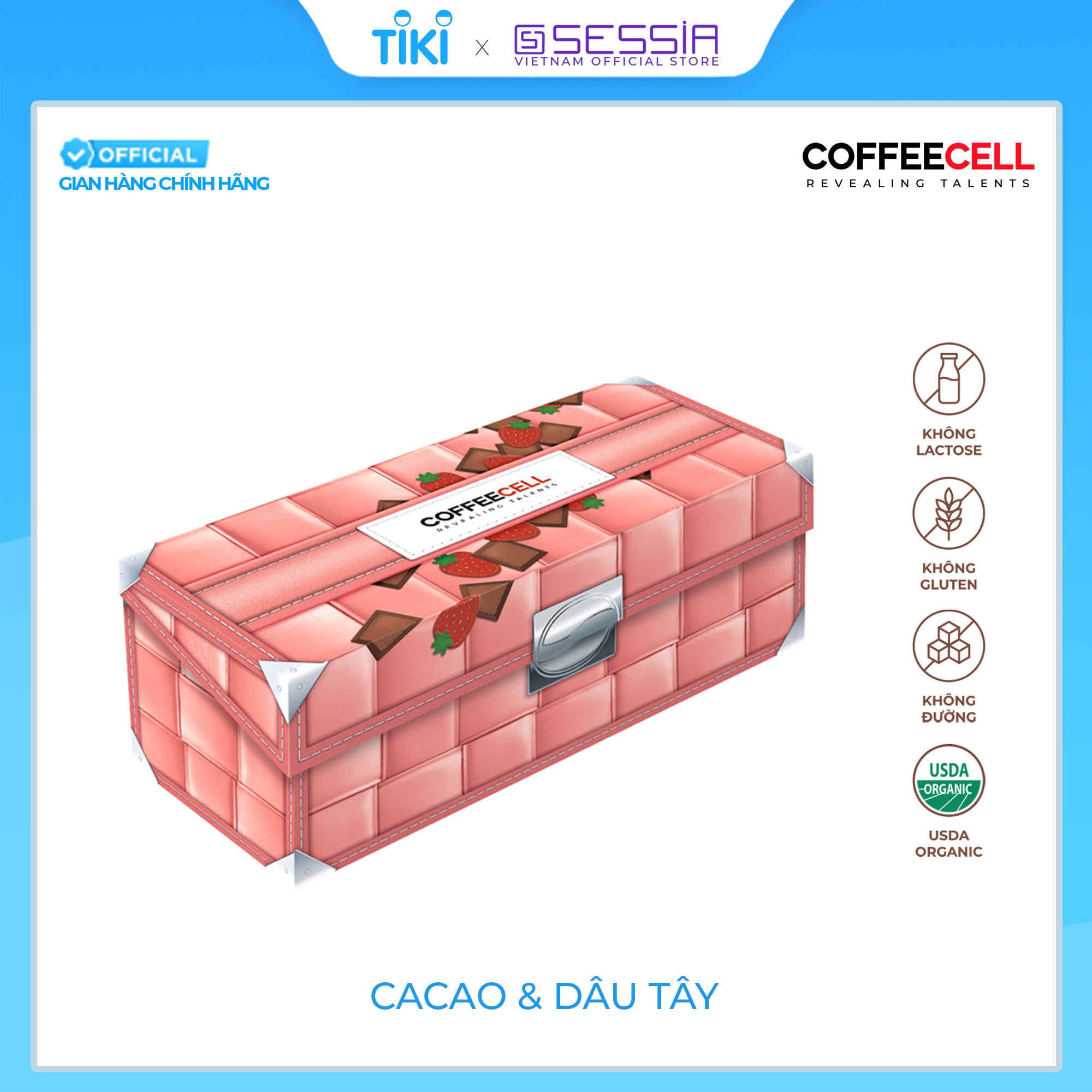 [MUA 1 TẶNG 5] Cacao và Dâu Tây Với Nhân Sâm Trắng Thượng Hạng COFFEECELL (20 gói x 15g) - Vị Đậm Đà, Hương Sảng Khoái - Hàng Chính Hãng