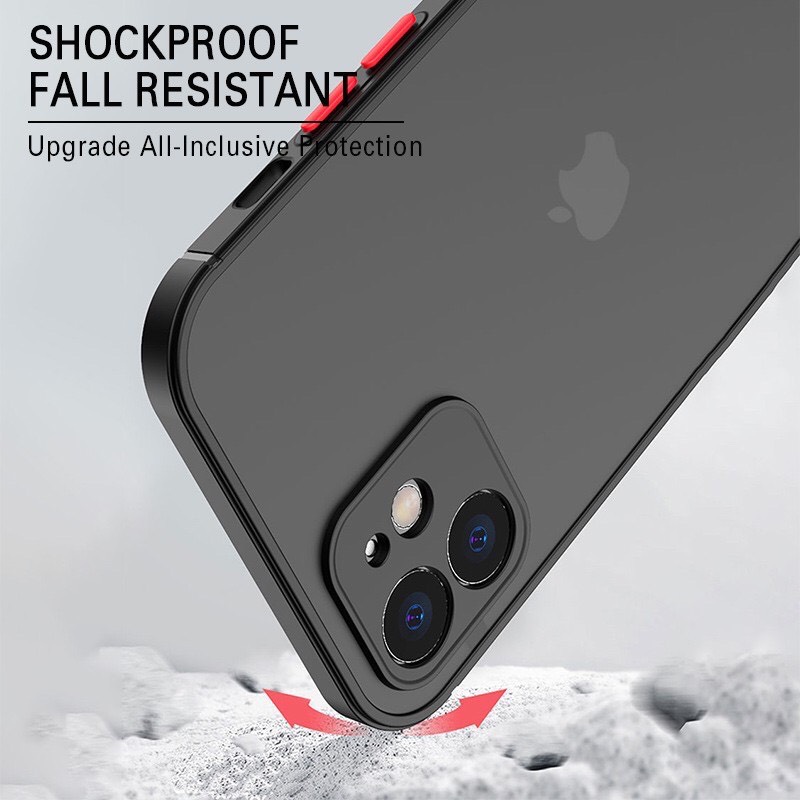 Ốp Điện Thoại Nhám Trong Mờ Chống Sốc Có Nút Cho Iphone 13 promax, 12 promax, 11 promax, xsmax, 7plus, 6plus_B059