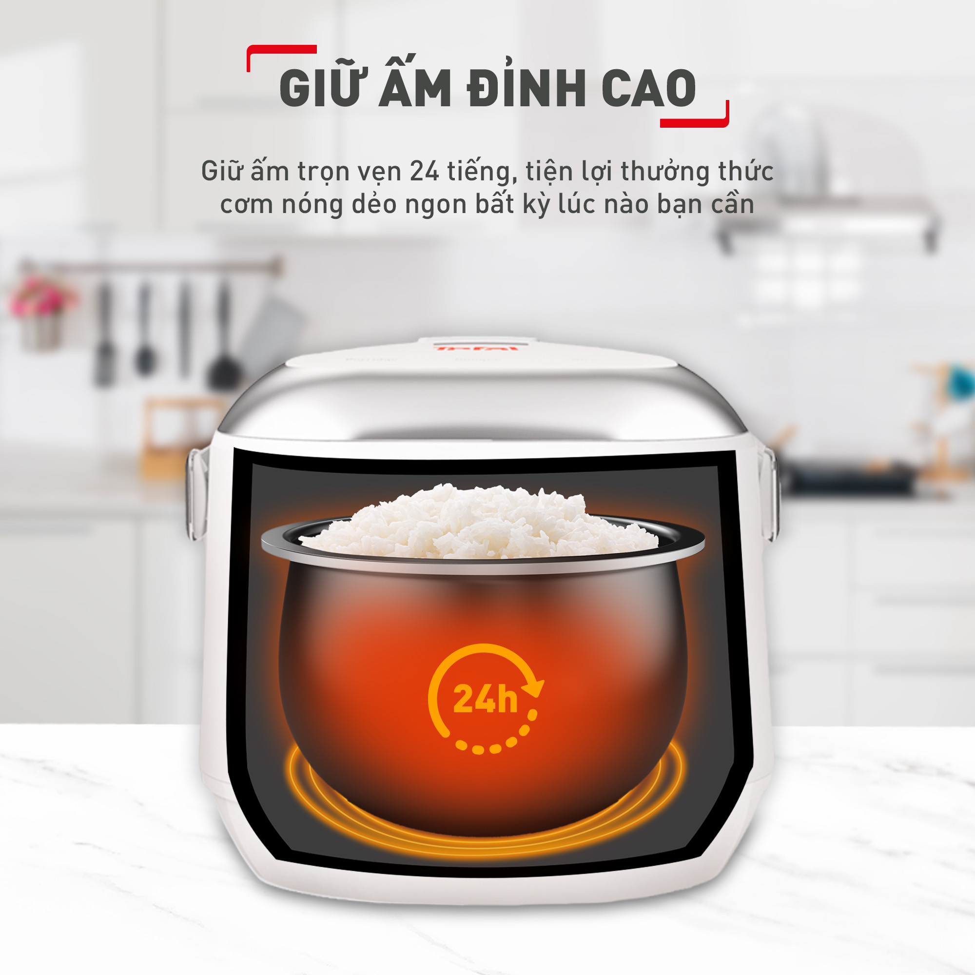 Nồi cơm điện tử cao tần Tefal mini 0.7L RK604165 - Hàng chính hãng