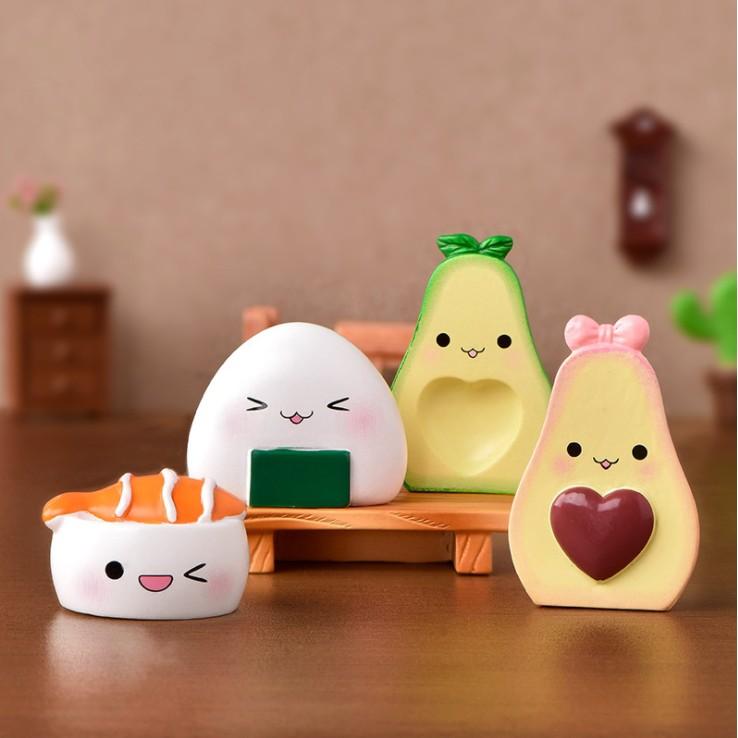 HN * Charm búp bê cảm xúc hình quả bơ, răng sâu, cơm bento, mây sét cho các bạn trang trí tiểu cảnh, terrarium, DIY