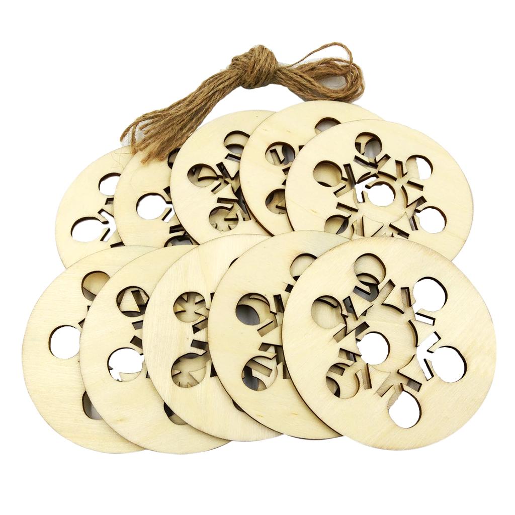 10Pcs/lot Hollow Snowflake Wooden Pieces Embellishments Wood Slices Arts Crafts