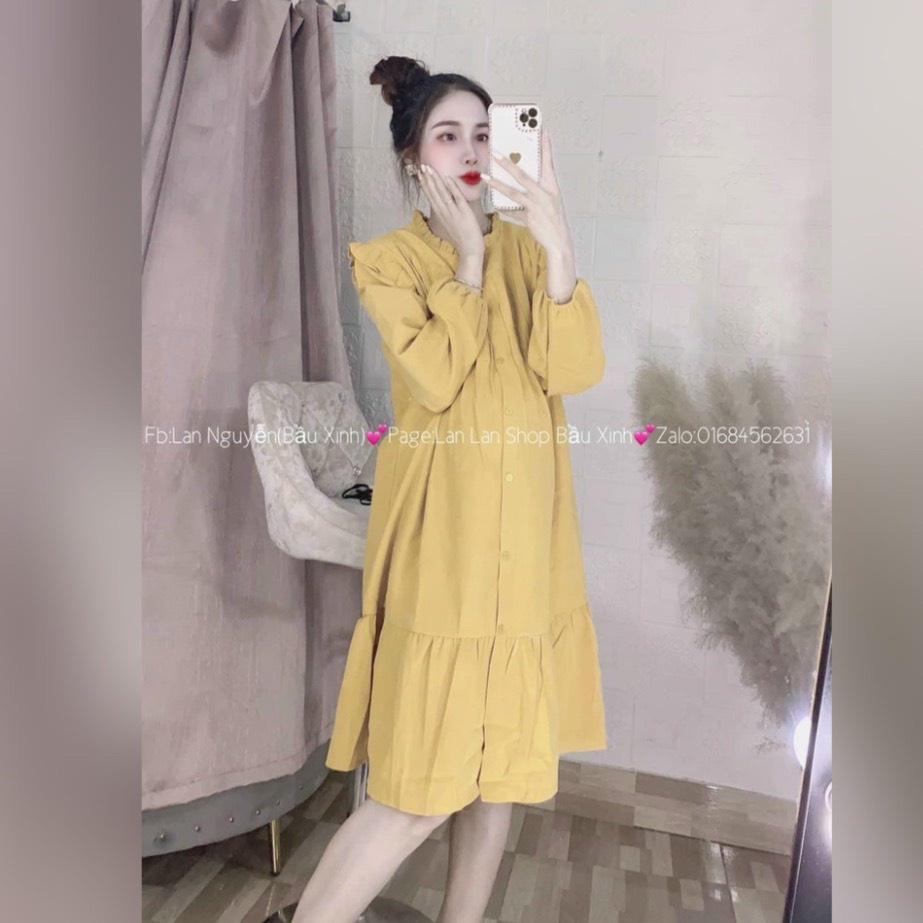 Đầm Bầu Váy Bầu Thu Đông Cổ Tàu Công Sở Cổ Sen Xinh Xắn Lịch Sự HD4659 Honey Mommy