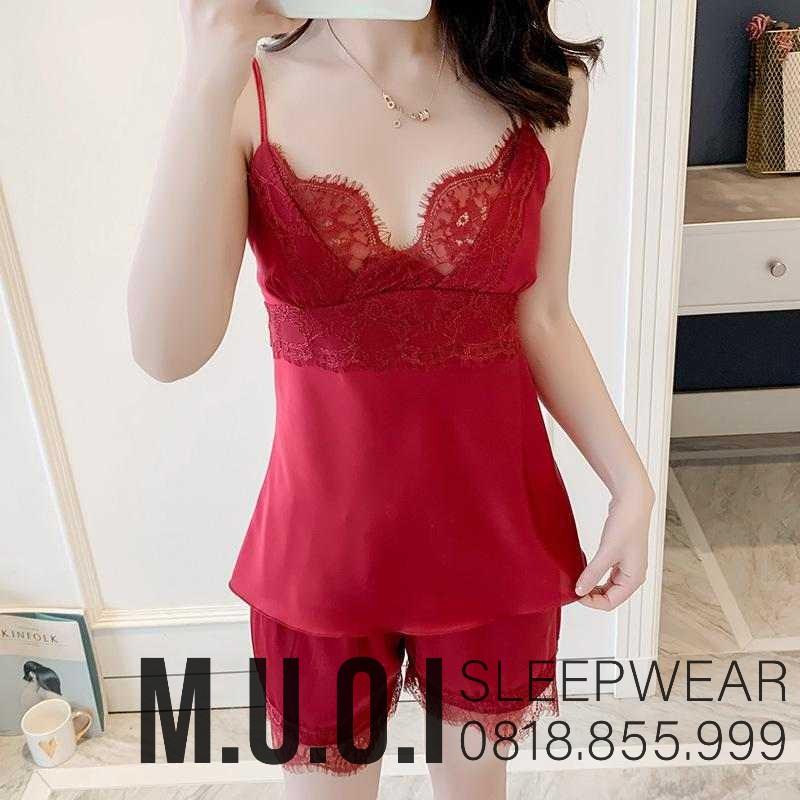 SX 154 - Bộ ngủ lụa satin QUẢNG CHÂU sexy - Muối Sleepwear