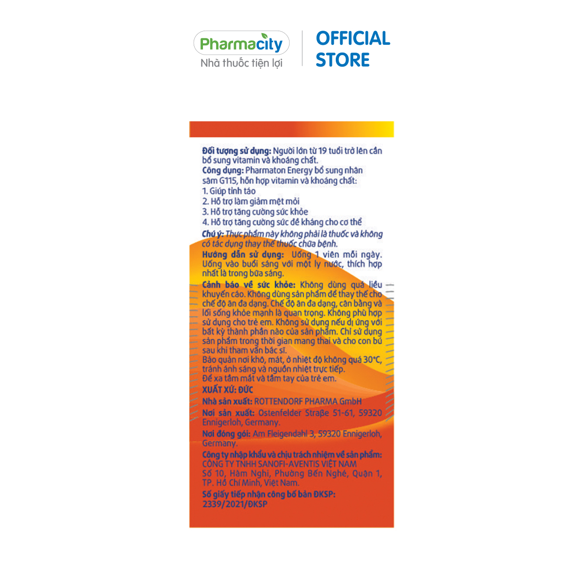 Viên uống Pharmaton Energy bổ sung nhân sâm G115, vitamin tổng hợp và khoáng chất