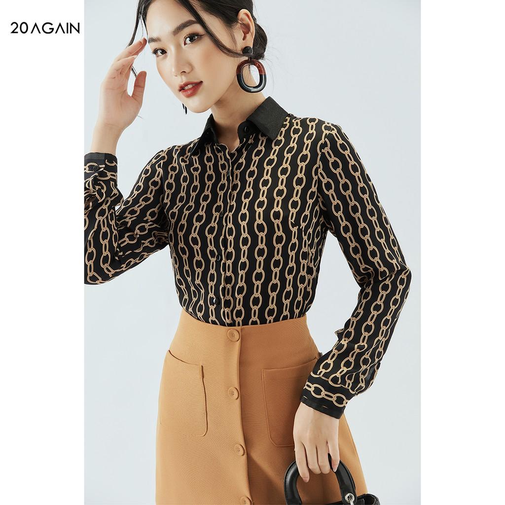 Áo sơ mi nữ dài tay cổ đức 20AGAIN, thiết kế công sở ASA1864